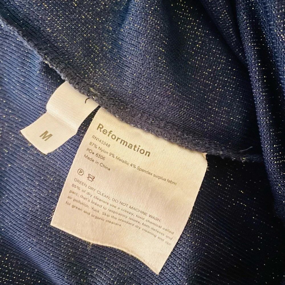 Reformation Navy and Gold Sparkle Top - Picture 7 of 7